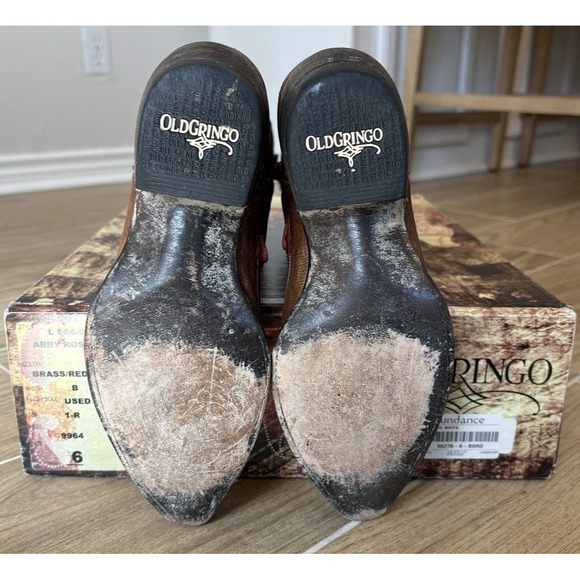 Old Gringo Abby Rose Floral Leather Embroidered Cowboy Boots 6 Western Rodeo - Picture 8 of 16